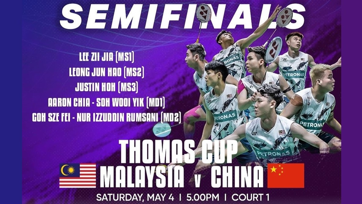 Thomas Cup: Malaysia, China name top players for semi-final showdown